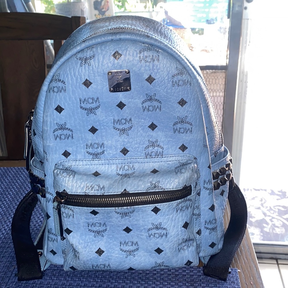 Blue denim MCM backpack